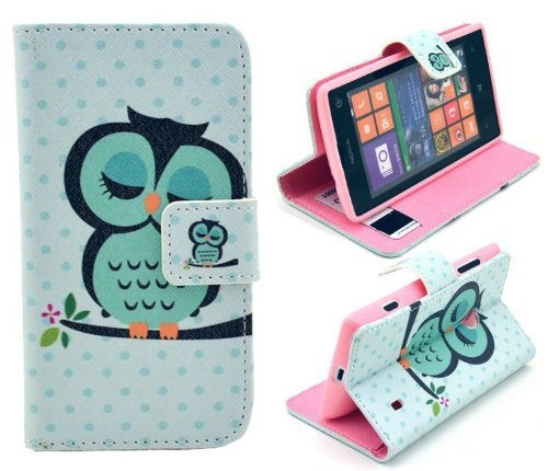 IN-GUESS Nokia Lumia 520 Owl sleep Pattern Design PU Leather Wallet Case With Magnetic Flip Horizontals & Card Holster