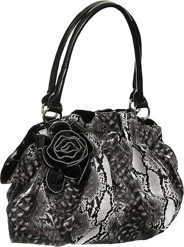Snake Embossed Floral Satchel