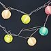 Set of 10 Multi Color Indoor/Outdoor Mini Oriental Style Nylon Lantern Plug-in String Lights - Expandable to 150 Lights