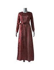 Lace Polka Dot Print Long Sleeves Bandage Dress/Maxi Dress  With a Sash 