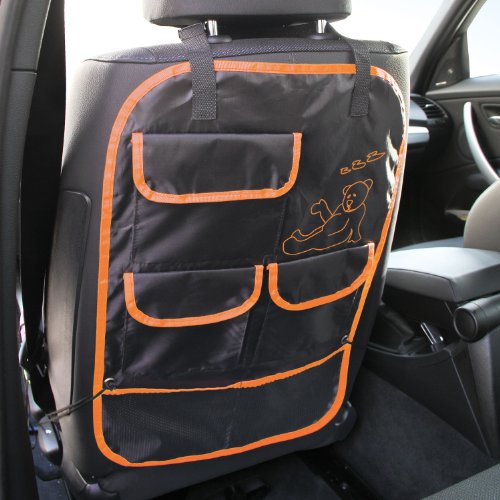 Imagen 3 de Cartrend 60281 Bruno Bär - Organizador con bolsillos para asiento con diseño de oso, color negro y naranja