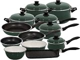 Magefesa Provence Green Gloss Enamel On Steel 16 and 2 Piece, Cookware Set