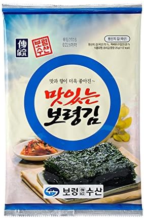 Boryung Korean Roasted Seasoned Seaweed (Nori or Kelp), Crispy Texture and Savory Taste, 25 Gram, Pack of 10