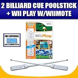 Wii Play (Billiards Game Included Within) with FREE Wii Remote Controller + Two Billiard Cue Pool Sticks Kit! + FREE COMPLIMENTARY SUPER DEAL MICRO FIBER CLEANING CLOTH