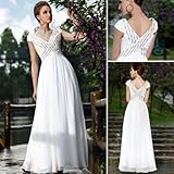 Wonderful Cap Sleeve V Neckline Beaded Sequin Evening Dress, Wedding Dress, 38857 L