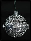 Vintage Silver Ball Shaped Chirping Bird Christmas Ornament