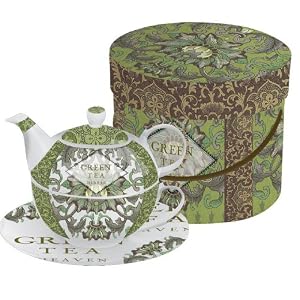 Paperproducts Design Green Tea Tea for One Set, Includes Teapot, Cup and Saucer