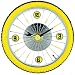 Wall clock yellow bike tire theme steel spokes aluminum rim 16 inch