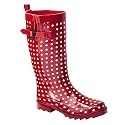 Women's Simple Dot Rain Boots - Red