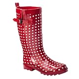 Simple Dot Rain Boots - Red