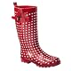 Simple Dot Rain Boots - Red