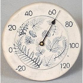 Kiln Fired Real Leaf Pottery Thermometer by Real Leaf Designs