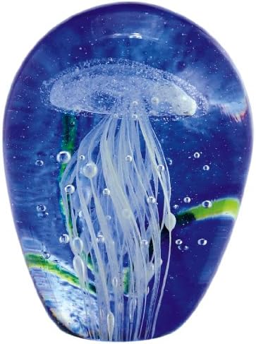 Glow-In-The-Dark Glass Jellyfish Paperweight