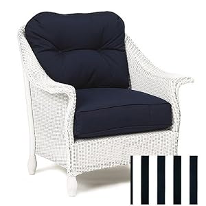 Lloyd Flanders Embassy White Lounge Chair With Cabana Stripe Black Fabric by