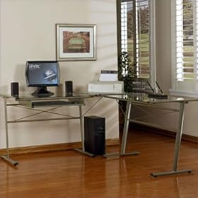 Sauder / Studio RTA 10734 Fierro Champagne L-Shaped Desk Work center