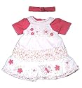 Baby Girl Dress with Short Sleeve T Shirt and Hairband Baby Clothing (Pink)