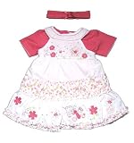 Baby Girl Dress with Short Sleeve T Shirt and Hairband Baby Clothing (Pink) (18-23 months) (As Shown)