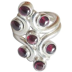 Rings for Men Sterling Silver Garnet Gemstone Jewelry (rng205)