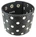 Quilted Black Leather Rhinestone Wristband Biker Chic