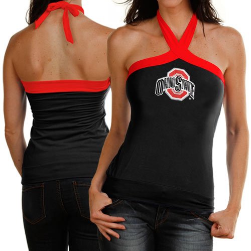 Ohio State Buckeyes Ladies Black Open Field Halter Top (Small)