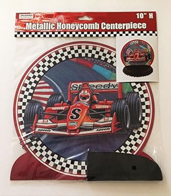 Multi-pack of 4 Racing Car Metallic Honeycomb Centerpieces
