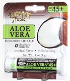 Hawaiian Tropic Aloe Vera 45+ SPF Sunscreen Lip Balm Tropical Flavor (1 Each)