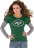 New York Jets Green Women's Primary Logo Tri Blend Long Sleeve Layered T-Shirt- by Alyssa Milano