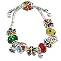 Silvertone Garden Theme Moreno Bead Adjustable Charm Bracelet