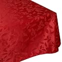 Lenox Holly Damask 60-by-140-Inch Tablecloth, Red