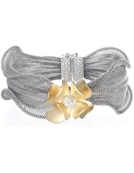 Steel Mesh Gold Flower Bangle