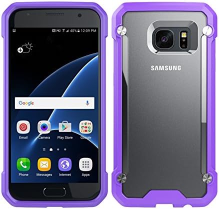 Samsung Galaxy S7 Edge Case KAMPO Unicorn Beetle Made of Imported Environmental TPU+PC Protective Clear Case anti-scratch anti-drop for Samsung Galaxy S7 Edge. (PURPLE+CLEAR)