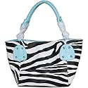 New Blue Large Vicky Zebra Print Faux Leather Satchel Bag Handbag Purse