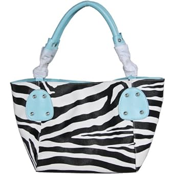 New Blue Large Vicky Zebra Print Faux Leather Satchel Bag Handbag Purse New Blue Large Vicky Zebra Print Faux Leather Satchel Bag Handbag Purse