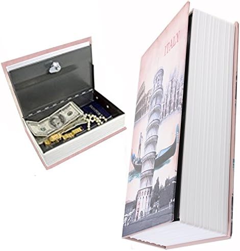 EIOU 9.5 x 6.3 x 2.2 inches Book Safe With Key Security Diversion Hidden Book Safe With Strong Metal Case inside -- Italy tower