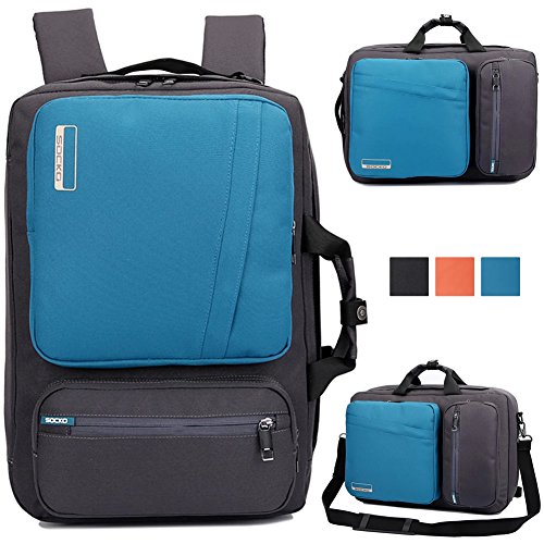 Brinch 10, 17-Inch Nylon Padded Laptop Backpack with Handle and Shoulder Strap for MacBook, Laptop, Notebook, Tablet PC, iPad, Ultrabook, Chromebook - Blue/Grey