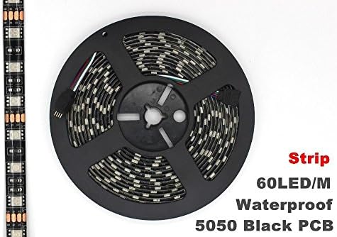 LED4Everything (TM) Black PCB 5M 16.4ft 12v SMD RGB 5050 IP65 Waterproof 300 LED Flexible Tape Strip Color Changing Christmas Decoration Light
