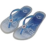 MLB New York Mets Ladies Slogan Jelly Flip Flops - Royal Blue (Large)