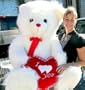 Fat, Friendly and Furry 42" White Soft Teddy Bear Holding I Love You Heart - Perfect Valentines Day or Any Day Teddy Bear
