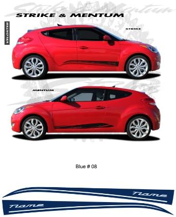 Hyundai Veloster Blue Body Side Stripes Graphic Kit