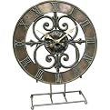 Open Dial Decorative Scroll Work Table Top Clock - 14.25" Dia