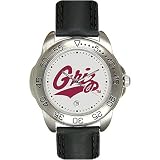 Montana Grizzlies Suntime Mens Sports Watch w/ Leather Band - NCAA College Athletics