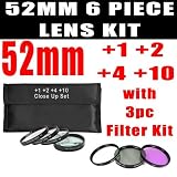 Best Price 52mm DM Optics Macro Close Up Lens Kit 4 Piece (+1 +2 +4 +10) + 3 Piece Filter Kit (UV, CPL, FD) for the Canon 135mm, 200mm, 28mm, 300mm, 35mm, 400mm, 500mm, 50mm, 600mm, 60mm, 800mm For Any Of These Canon EOS T1i, T2i, T3i, T3, XS, XSi, XT, XTi SLR Cameras