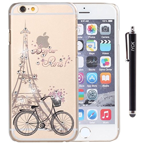 iPhone 6 Plus Case, iPhone 6S Plus Case, iYCK 3D Eiffel Tower Crystal Diamond Rhinestone Hard Plastic Rubber Snap On Shell Back Skin Case for Apple iPhone 6 / 6S (5.5) - Pink