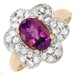 Fpj Attractive Brand New High Quality Ring With 1.80Ctw Precious Stones - Genuine Diamonds And Amethyst Made Of Yellow Gold