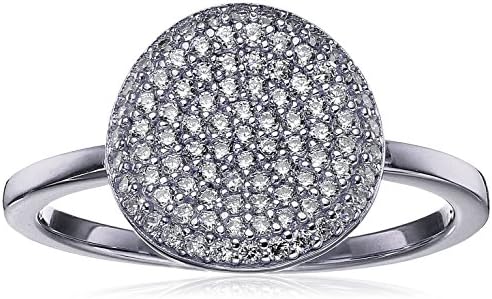 Crislu "Simply Pave" Platinum Plated Sterling Silver Cubic Zirconia Circle Ring, Size 6
