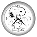 Search : Silver Wall Clock of Vintage Art Deco Snoopy with Woodstock B&W