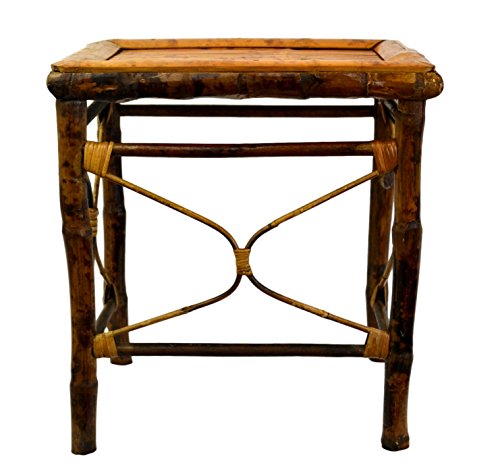 Vintage Bamboo Side Accent Table Plant Stand Tortoise Shell Finish