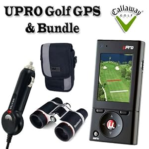 uPro Golf GPS by Callaway Golf With Car Charger, Case, and Bushnell Powerview 4x30 Litevision Binoculars