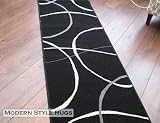 Kitchen & Housewares : Retro Black Modern Home Hall Retro Runner 60cmx230cm