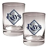 IMAGE OF Tampa Bay Rays MLB 2pc Rocks Glass Set - Primary Logo